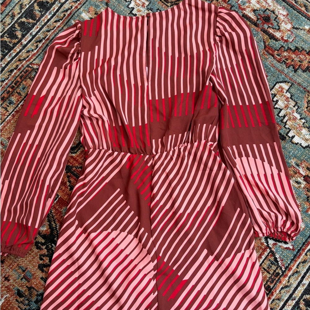 Express Striped Pink and Brown Dress